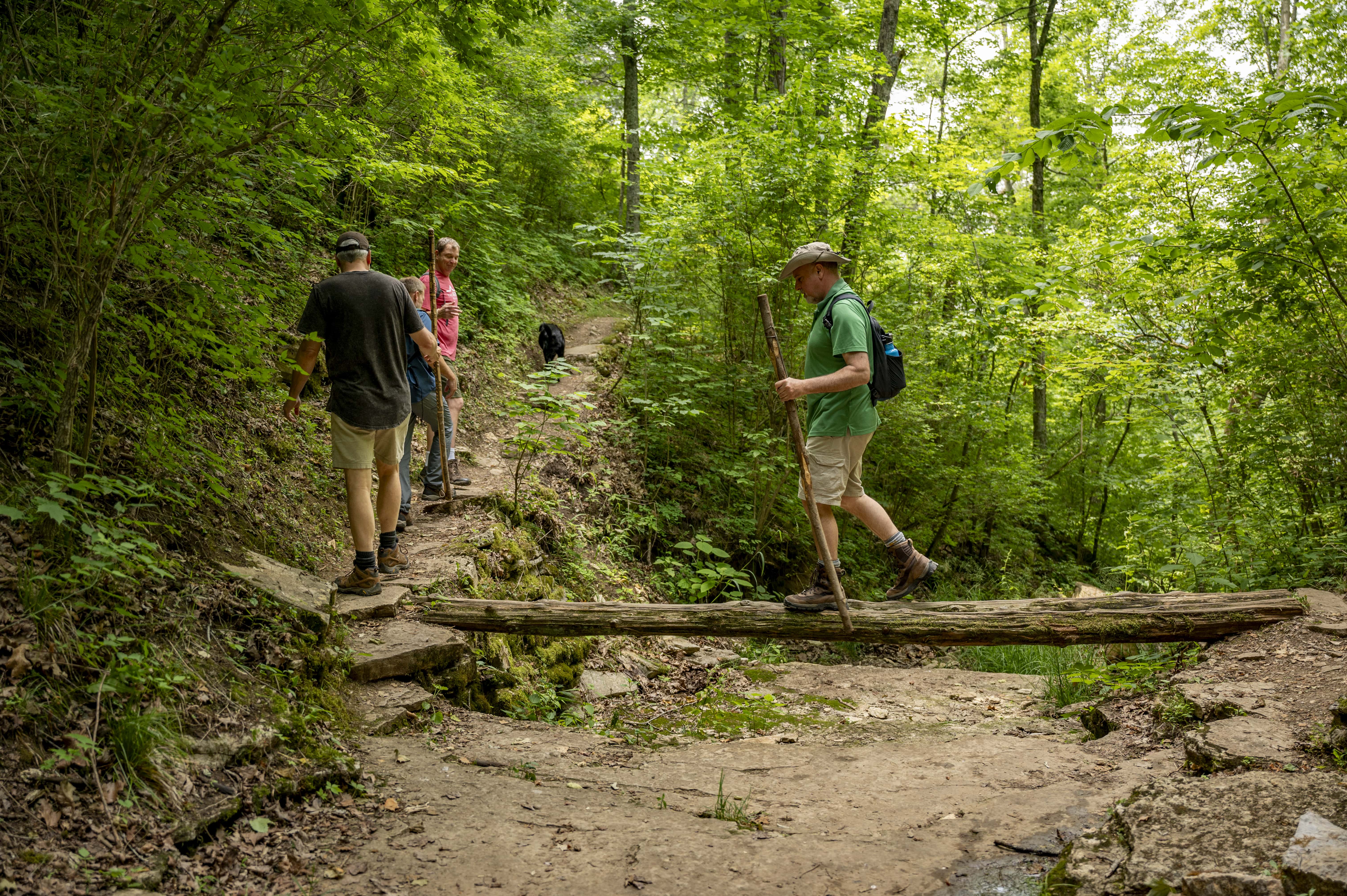 A group hiking the trails in Jessamine County. 