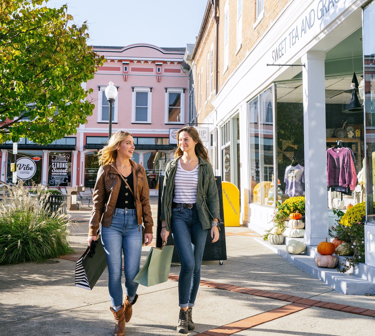 Shopping in Elizabethtown's historic downtown. 